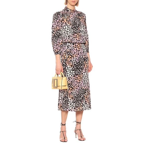 Veronica Beard Tops - VERONICA BEARD Lety Leopard Print Stretch Silk Blouse Size 6 Watercolor Lilac